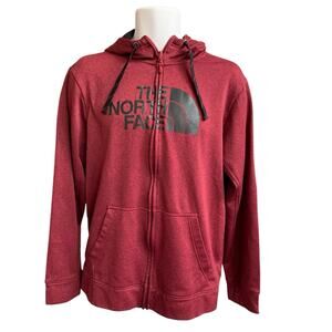 The North Face Fleece Lined Zip Up Hoodie Jacket Red Maroon Large